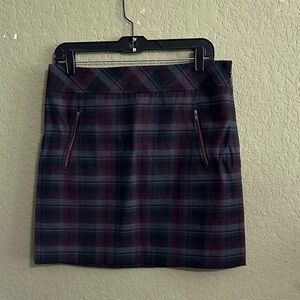 LOFT Plaid Mini Skirt in Burgundy and Navy